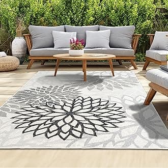 homeart Outdoor Rug - Easy-Clean, Durable, Stain-Resistant, Weather & UV Resistant Indoor & Outdoor Rugs for Porch, Deck, Balcony, Garden, Picnic and Patio | Bellis Black, Grey - 180x270cm