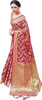 Sarees For Women Banarasi Art Silk Woven Saree || Ethnic Indian Wedding Gift Sari with Unstitched Blouse