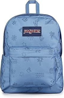 JanSport SuperBreak Plus Backpack with Padded 15-inch Laptop Sleeve and Integrated Bottle Pocket - Spacious and Durable Daypack for Work and Travel - Sunny Sketches Blue