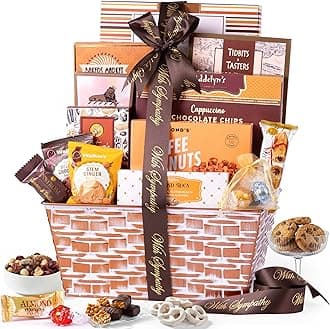 Broadway Basketeers Condolences Gourmet Gift Basket, Kosher Sympathy Food Gift Baskets for Delivery, Perfect Care Package Box or Assorted Snack Gifts for Bereavement, Loss, Funeral, or Shiva
