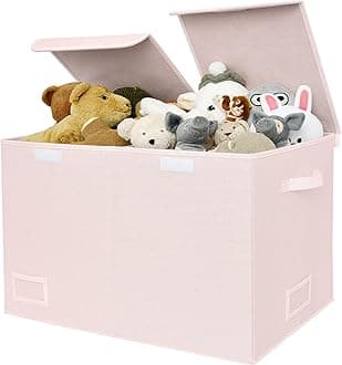 GRANNY SAYS Toy Box for Girls, Toy Chest with Lid, Toy Storage Box with Handles, Stuffed Animal Storage for Nursery, Playroom, Living Room, Pink