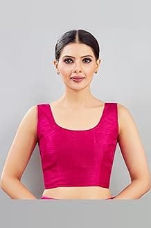 Studio Shringaar Women's Readymade Art Silk Sleeveless Saree Blouse