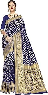 Women's Woven Pure Soft Kanjivaram Silk Saree Banarasi Style With Blouse Piece for Wedding
