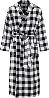 Alexander Del Rossa Mens Robe with Hood, Plush Fleece Hooded Mens Bathrobe, Big and Tall Bath Robe for Men