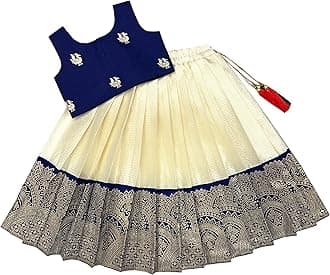 FELIZ THE DESIGNER STUDIO Baby Girl's Readymade South Indian Pattu Pavadai Lehenga Choli For Kid's