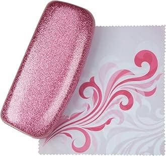 SPUNKYsoul Sparkle Smooth Glitter Hard Shell Eyeglass Case for Women, Protective - Christmas Gifts for Wife & Teenagers