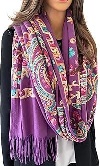 The Accessory Co.Women's Pashmina Shawl - Large Long Rainbow Floral Paisley Ladies Scarves, Wearable Blanket, Winter Scarf, Indian Wedding Stole, Cashmere Cotton