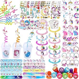 220Pcs Unicorn party favors for kids, Unicorns Theme Birthday party decoration with bracelet Tattoos for goodies bag Fillers Carnival Prizes, Pinata Filler