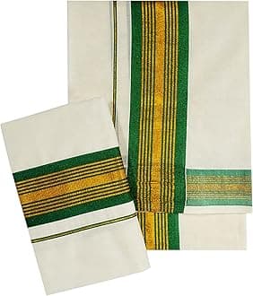 Women's Kerala Traditional Cotton Set Mundu Cream Color with Fancy Border