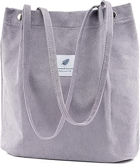 Corduroy Tote Bag Cute Tote Bags for Women Shoulder Bag with Inner Pocket for Work Beach Travel and Shopping Grocery