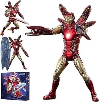 Iron Man MK85 (Deluxe Version) Action Figure - 7" Light with Chest and Eyes Metal Painting Collectible Model - 20 Articulated Movable Multi Weapon Accessories Toy (1/10 Scale)