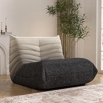 Fireside Bean Bag Sofa - Large Bean Bag Chair for Adults & Teens, High Density Comfortable Foam, Memory Foam, Black & White
