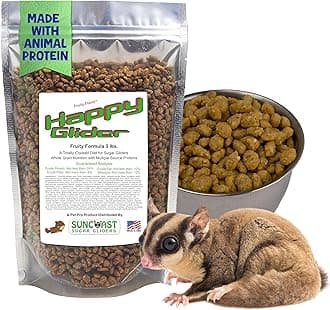 Happy Glider Premium Sugar Glider Food - High Protein, Calcium, Vitamins and Minerals, Complete Nutrition for Small Animals and Exotic Pets, 4 Months Supply - Fruity, 3 lbs