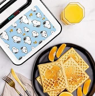Peanuts Waffle Maker - Make Snoop and Woodstock Waffles - Kitchen Appliance