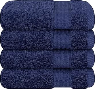 Cotton Paradise 100% Cotton Turkish Washcloth Set for Bathroom, 4 Piece Soft Absorbent Small Hand Face Towels Wash Rags, Navy Blue
