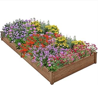 Yaheetech 8×4ft Wooden Horticulture Raised Garden Bed Divisible Elevated Planting Planter Box for Flowers/Vegetables/Herbs in Backyard/Patio Outdoor, 93 x 48 x 10in, Dark Brown