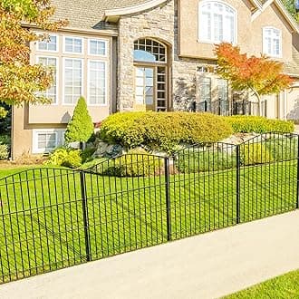 INJOPEXI Garden Fence 6 Panels 11.8ft (L)×24in (H) Decorative Garden Fence with 6 Panels Rustproof Wire No Dig Garden Fence Animal Barrier Fencing for Outdoor Patio Backyard - Without Fence Gate