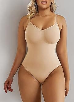 SHAPERX Women's Seamless Shapewear Bodysuit Tummy Control Body Shaper Waist Snatching Body Suit