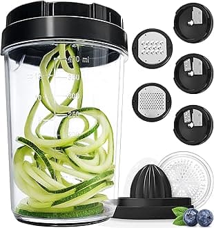 Mandoline Slicer Spiralizer & Vegetable Slicer, Zucchini Noodle Maker, Onion & Food Chopper, Veggie Spiral Cutter & Grater (8 in 1)