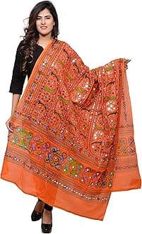 Banjara India Women's Cotton Embroidered Kutchi Dupatta Bharchak