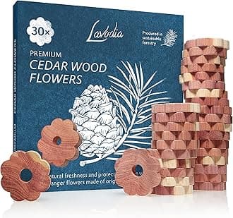 Lavodia Cedar Wood Closet Freshener For Clothes Hangers: 30 Flowers Wardrobe – Hangers Ring Pack