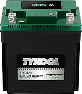 TYKOOL YTX14AH-BS-STD, LiFePO4 Lithium Motorcycle Battery,12.8V 7Ah,420CCA,5X Longer Life,Digital Readout, Powersports Battery,Fits for ATV, UTV, Snow mobile,Polarity:[+ -]