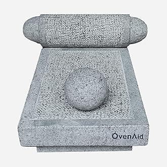 Natural Stone Sil Batta/Mortar and Pestle Set � Ammikallu/Khalbatta/Traditional Grinder with Extra Ball Model Pestle (14" x 8") for Home Cooking