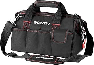 Workpro W081020A Close Top Wide Mouth Storage Tool Bag, ,Black&red,12-inch