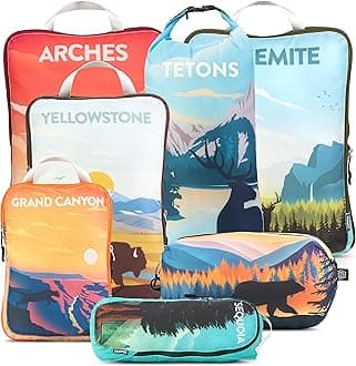 Packing Cubes for Travel-Extra Large Luggage Organizers 7 Piece Set-Ultralight, Expandable/Compression Bags for Clothes by TRIPPED Travel Gear (National Parks)