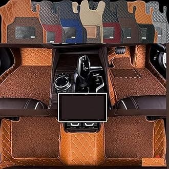 Autoclow/Premium 7D Car Mat for Mahindra TUV 300 7-Seater (Model : 2015-2025) || Luxury Leather Dual-Stitch 7D Car Mat Full Set || 100% Waterproof || Color : Full Tan Stitch-TAN Grass (Design-1)
