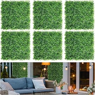 Aboofx Artificial Grass Wall Panels, 30 Pack 10x10in Green Wall Decor Greenery Wall Boxwood Panels with 100 Zip Ties, Grass Backdrop for Garden Yard Fence Decoration (20.83 SQ Feet)