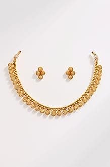 Jewellery for Less Traditional Ethnic One Gram Gold Plated Necklace Set With Earrings for Women & Girls.,Valentine