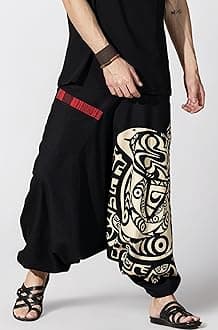 The Veshti Company Printed Harem Pants for Men's Cotton Hippie Style Baggy Boho Yoga Pajama Pant with Pocket
