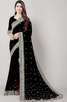 Fashion Day Latest Soft Georgette Embroidery Stone Work Saree for Women with Unstitched Blouse Piece