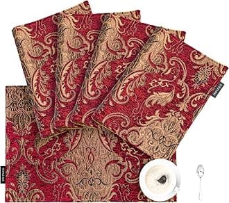 Placemats 30x45cm, Luxury Table Mats for Dining Room/Restaurant/Banquet/Festival Decoration (Set of 4, Burgundy)