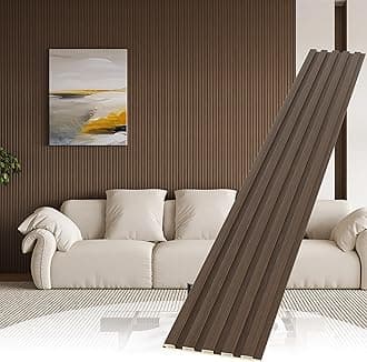 WPC Slat Wall Paneling, 8-Pack 3D WPC Wood Wall Panels, Acoustic Wall Panels for Interior Wall Decor, Living Room, Bedroom, Walnut, 95 x 6 in