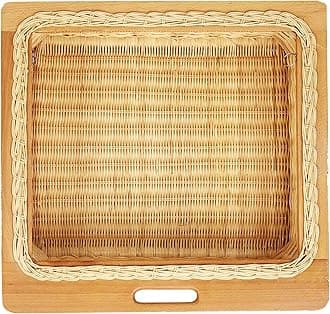 AKWAY Wicker Rectangular Basket For Modular Kitchen | Pull Out Rectangular Basket For Onion, Potato (Beige, 22.5W (564Mm) X 20L X 8H Inches)(Beechwood)