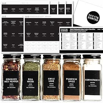 Black Spice Labels for Spice Jars - 148 Minimalist Spice Jar Labels for Spice Containers - Spice Labels Stickers Preprinted - Spice Organizing Labels Herb Seasoning Kitchen Pantry Labels for Jars