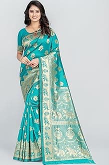 Sugathari Women's Banarasi Saree Pure Kanjivaram Silk Saree Soft new ladies 2023 Design Wear Pattu Sarees Latest Cotton Party Sari collections With Blouse Piece for Wedding sadi (SAM SAN 9016)