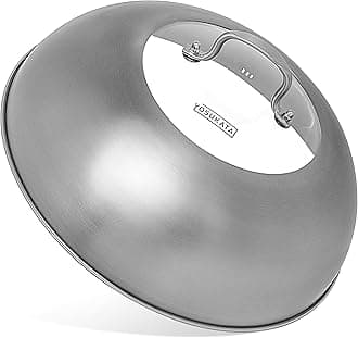 Wok Lid 12.8 In for 13.5-In Wok - Premium Stainless Steel Cover with Tempered Glass Insert Steam Holes and Ergonomic Handle - Durable Stainless Steel Accessories - Dishwasher-Safe