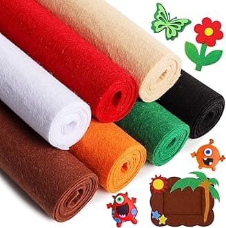 ZAIONE Felt Fabric Sheets Bundle: Christmas Color Stiff 7 Rolls 21x90cm Assorted Color for DIY Craftwork Sewing Patchwork