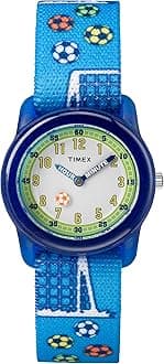 Timex TIME Machines 29mm Blue/Yellow Stripe Elastic Fabric Kids Watch