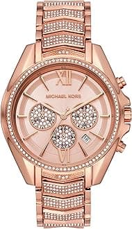 Whitney Stainless Steel Watch with Glitz Accents, Silver Glitz, 44 mm, Chronograph