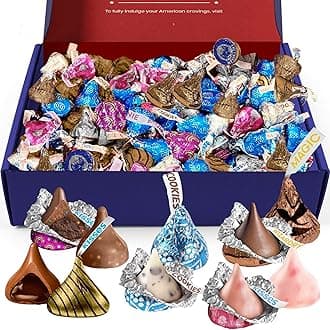 900g Blissful Kisses Hamper - American Sweets Gift Box - Chocolates Minis Hamper - An Assortment of Kisses for Kids, Adults, Birthday, Valentine, Special Occasion