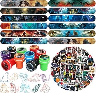 Pulga Party Favors Set,30pcs Slap Bracelet 10 Pcs Stampers and 50 Pcs Stickers ,Birthday Party Supplies Favors