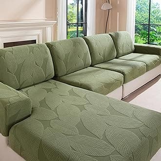 Couch Covers for Sectional Sofa, Washable Stretch Soft Sofa Cushion Covers L Shape Sofa Slipcovers Anti Slip Furniture Decor Protector for Pets (2 Seaters Covers+1 Chaise Cover,Green)