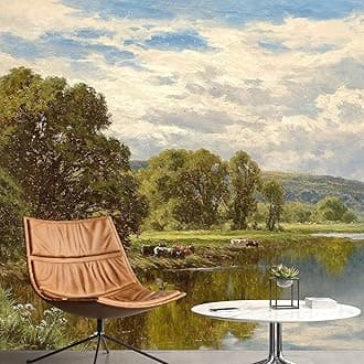 IDEA4WALL 剥がせるウォールステッカー/壁画 風景の田園的な森の木 湖 自然 荒野のイラスト ファインアート 農家/田舎の風景 素朴 リビングルーム、ベッドルーム、オフィス用 - 100インチx144インチ