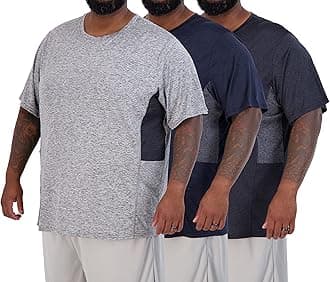 Real Essentials3 Pack: Men’s Big & Tall Tech Stretch Long-Sleeve & Short-Sleeve Dry-Fit T-Shirt (3XT-5XT)