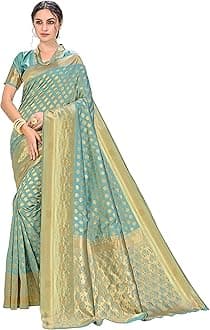 Glory Sarees Women's Woven Pure Soft Kanjivaram Silk Saree Banarasi Style With Blouse Piece for Wedding