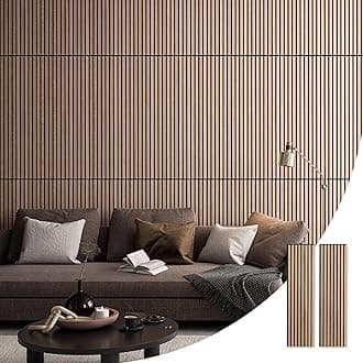 WVH Oak Slat Panels Acoustic Wood Wall Panels - Soundproof Slatwood Panels for Walls and Ceilings (2 x 46.75" x 12.6") - 3D Textured Panels for Interior Wall Decoration for Home, Office, Studio
